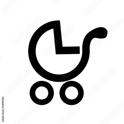 Creative icon with line baby stroller vector illustration. Can b