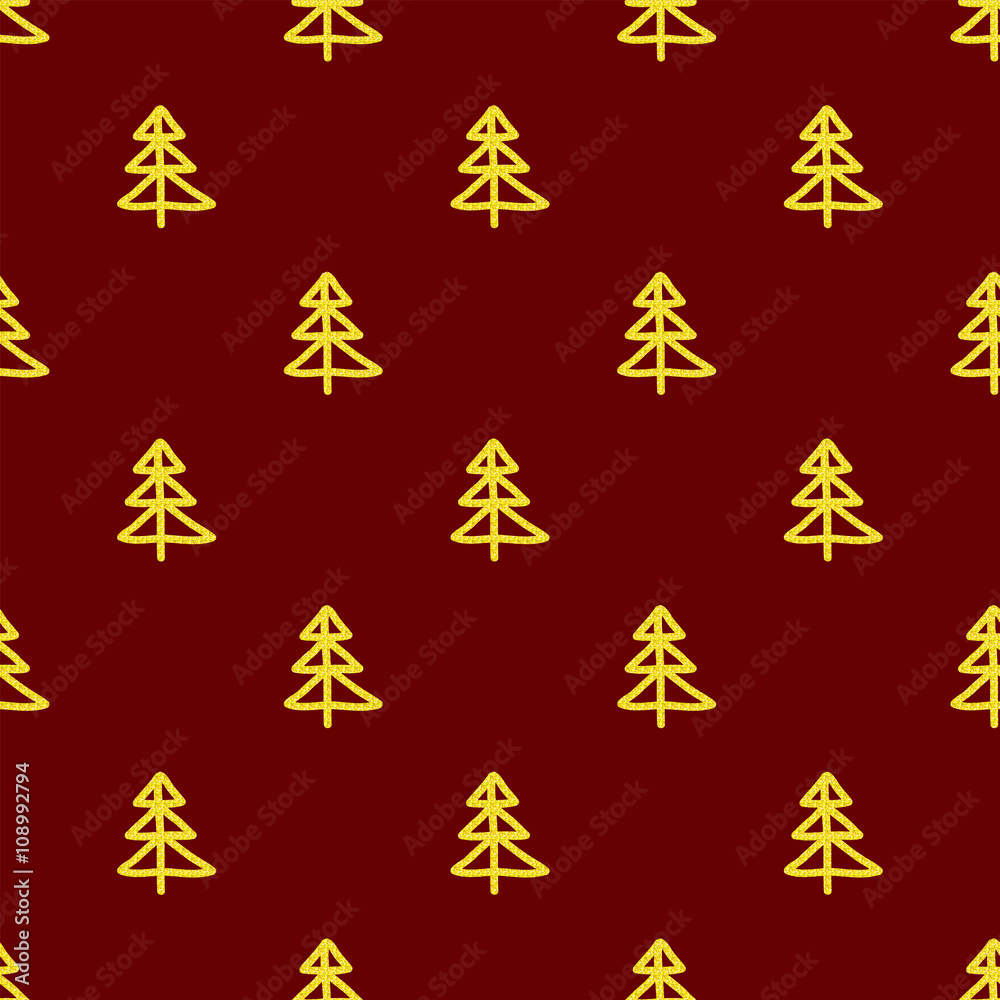 Christmas seamless tree pattern Doodle