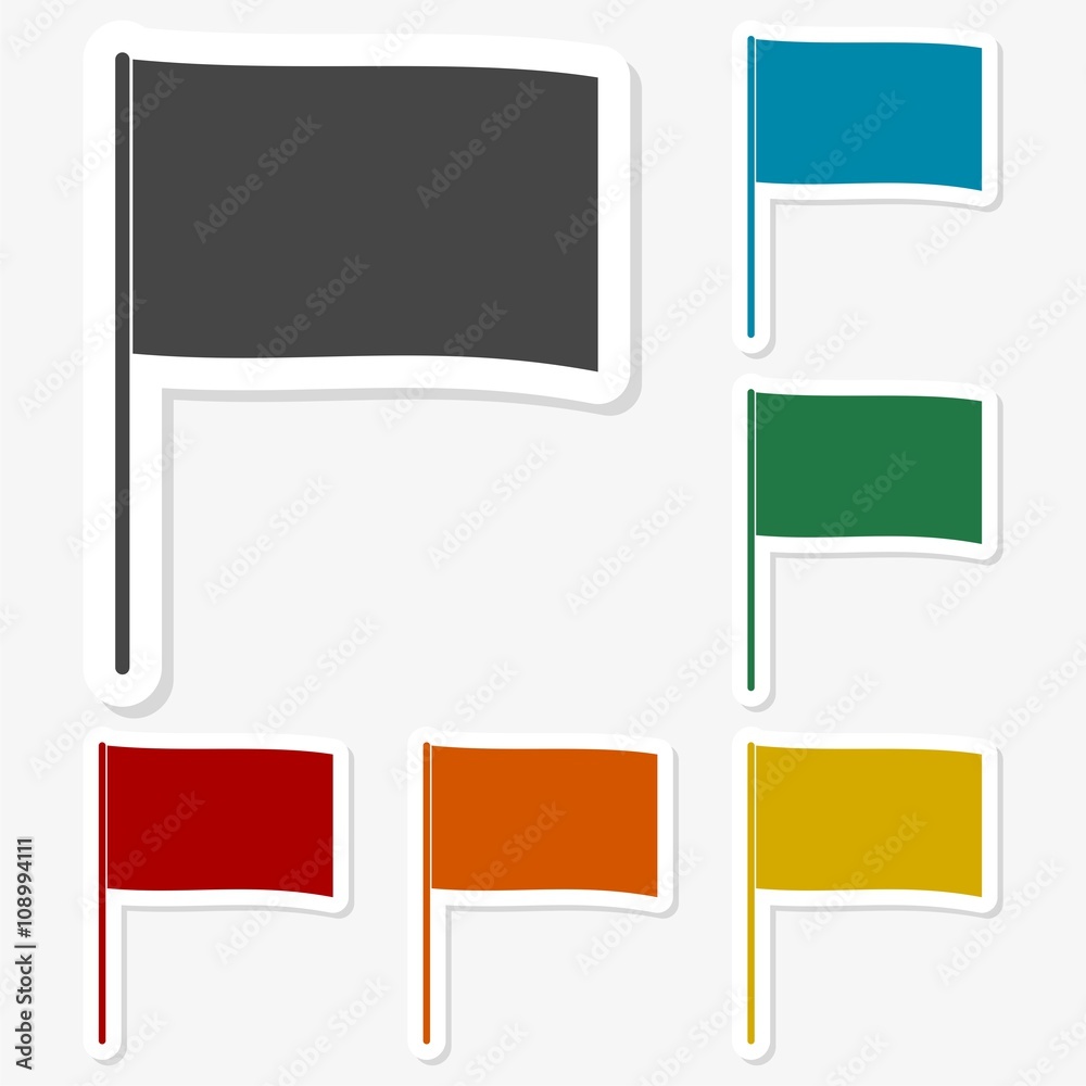 Multicolored paper stickers - Waving Flag Multicolored paper stickers - Waving Flag