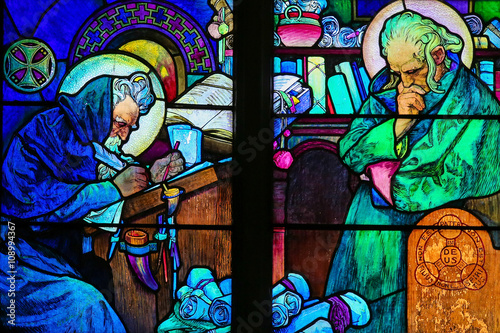 Stained Glass of Saints Cyril and Methodius by Alphonse Mucha