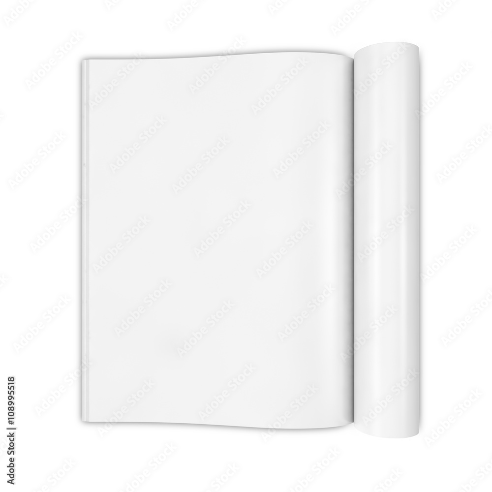 Open white journal, magazine with blank pages. Open white journal, magazine with blank pages.