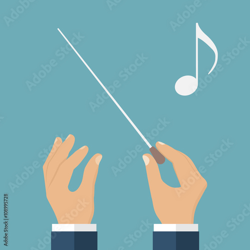 Hands of conductor orchestra