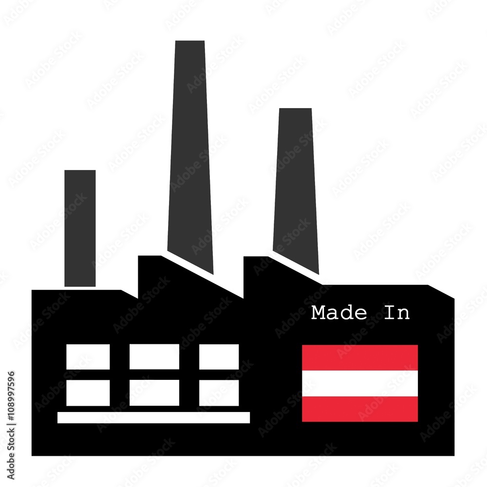 Drapeau de l'Autriche dans une usine Drapeau de l'Autriche dans une usine