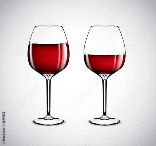 Red wine in a glass isolated on white background.