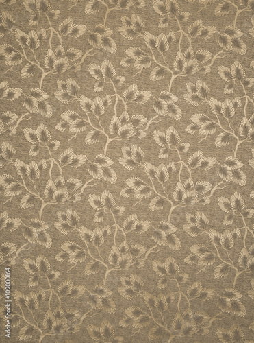 Tan Wallpaper with Leaves on Branches Pattern Swatch © photographyfirm