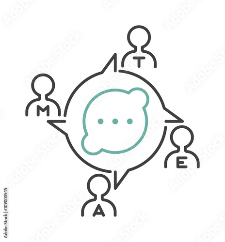 Teamwork business people teambuilding icon group communication concept symbol outline vector. 