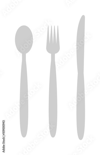 Cutlery set with fork, knife and spoon table restaurant silverware flat vector illustration.