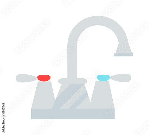 Washbasin bathroom cartoon flat vector illustration. 