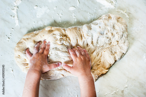 Kneading dough.