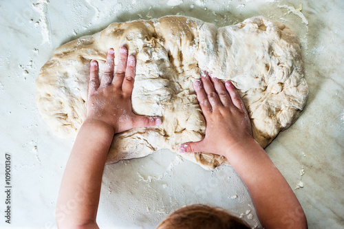 Kneading dough.