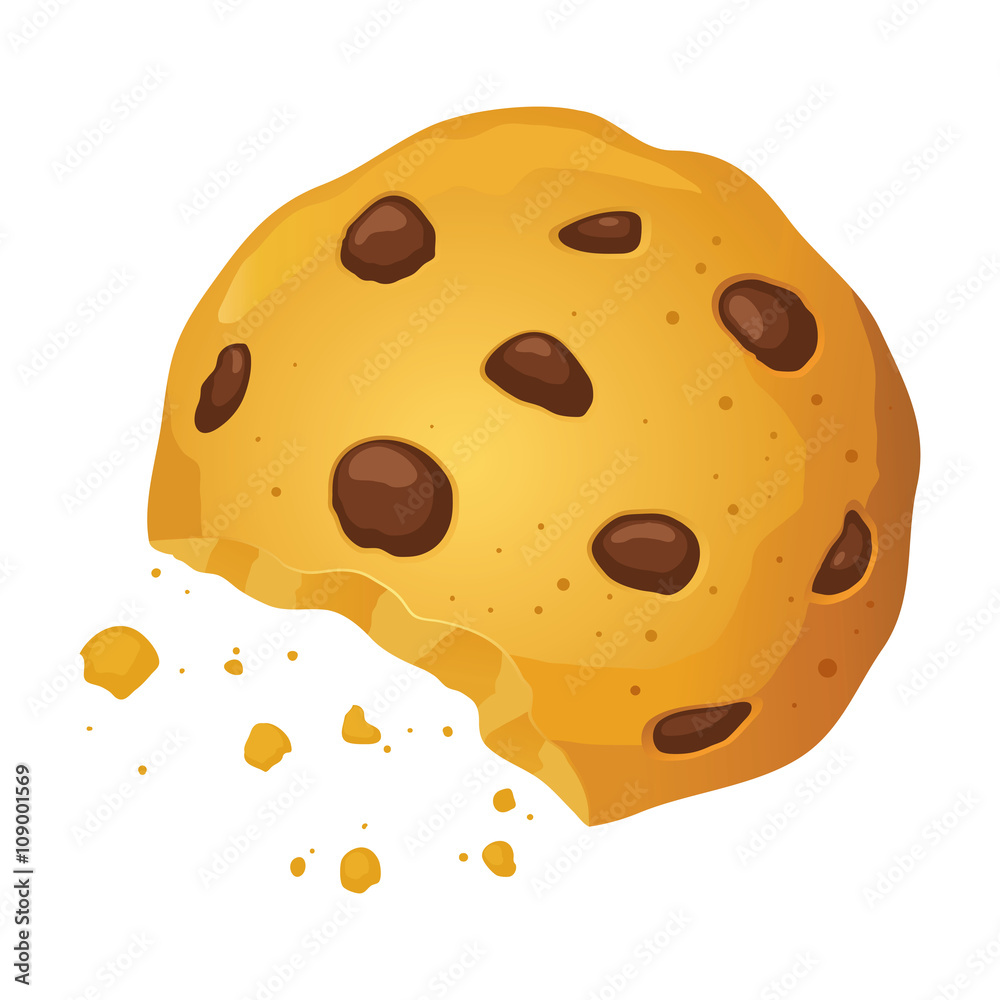 Chocolate Chip Cookies With Bite Mark Vector Illustration Chocolate Chip Cookies With Bite Mark Vector Illustration