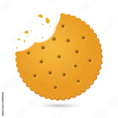 Round Biscuit Crackers With Bite Marks Vector Illustration