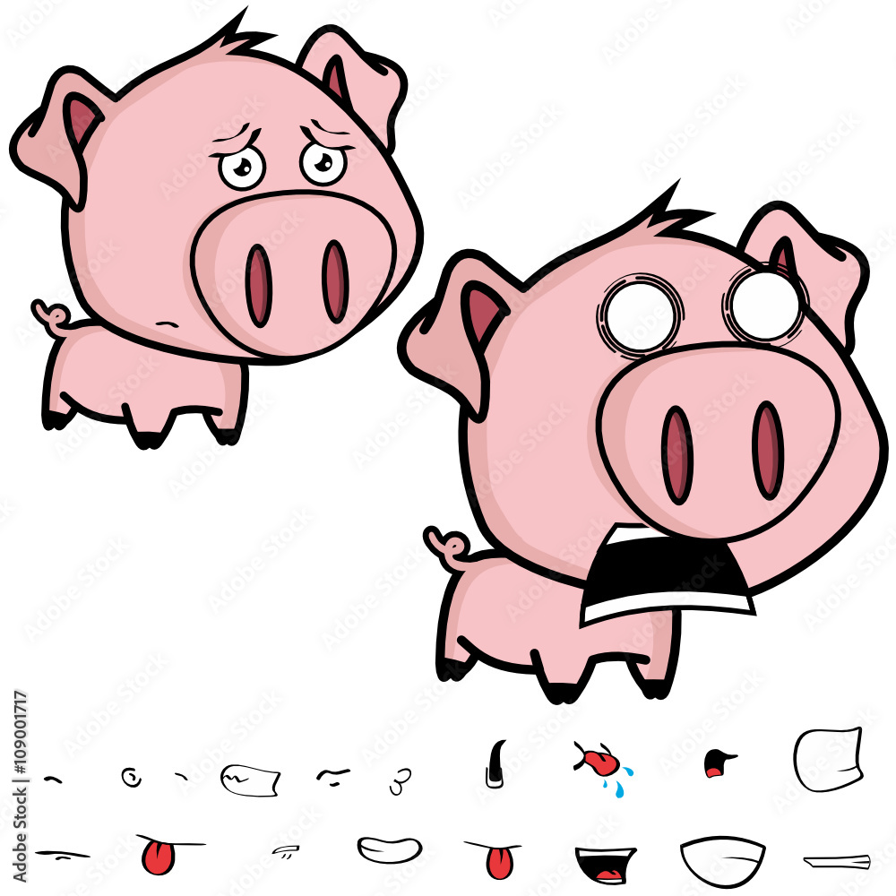 big head chibi pig cartoon pack in vector format big head chibi pig cartoon pack in vector format