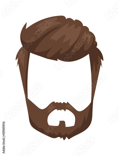 Hairstyles beard and hair face cut mask flat cartoon collection