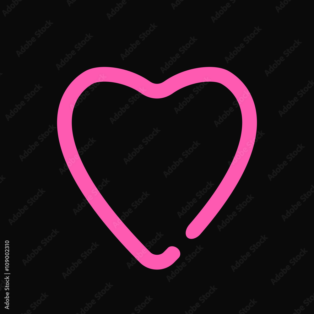 Neon heart love symbol light design on the black wall vector illustration. Neon heart love symbol light design on the black wall vector illustration.