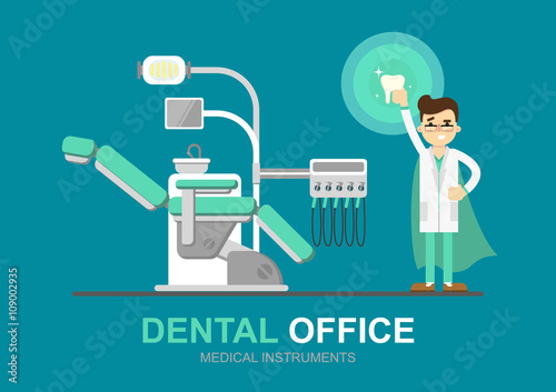 Dentist chair isolated, vector illustration. Dental equipment. Modern flat illustration. 