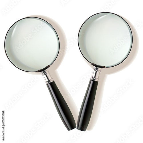 Magnifying glasses illustration on white with soft shadow