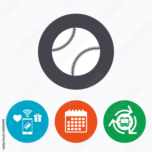 Baseball ball sign icon. Sport symbol.