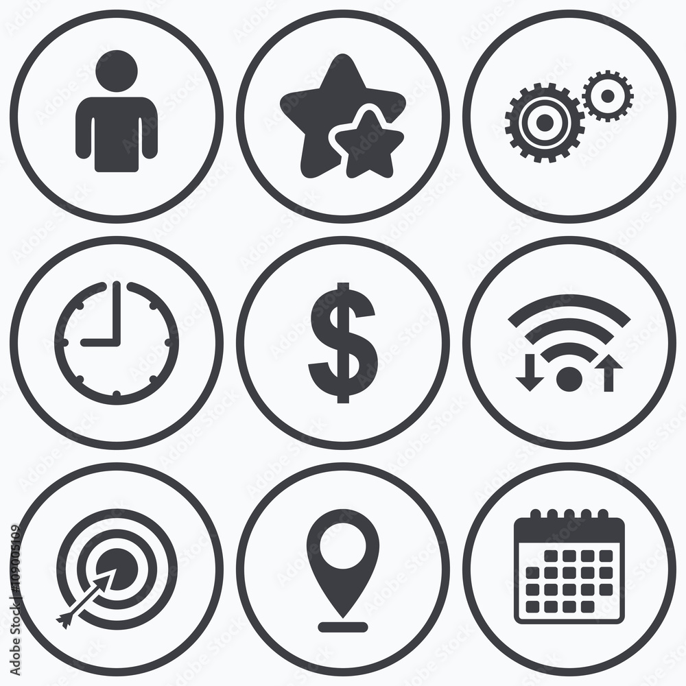 Business signs. Human and aim targer with arrow. Business signs. Human and aim targer with arrow.