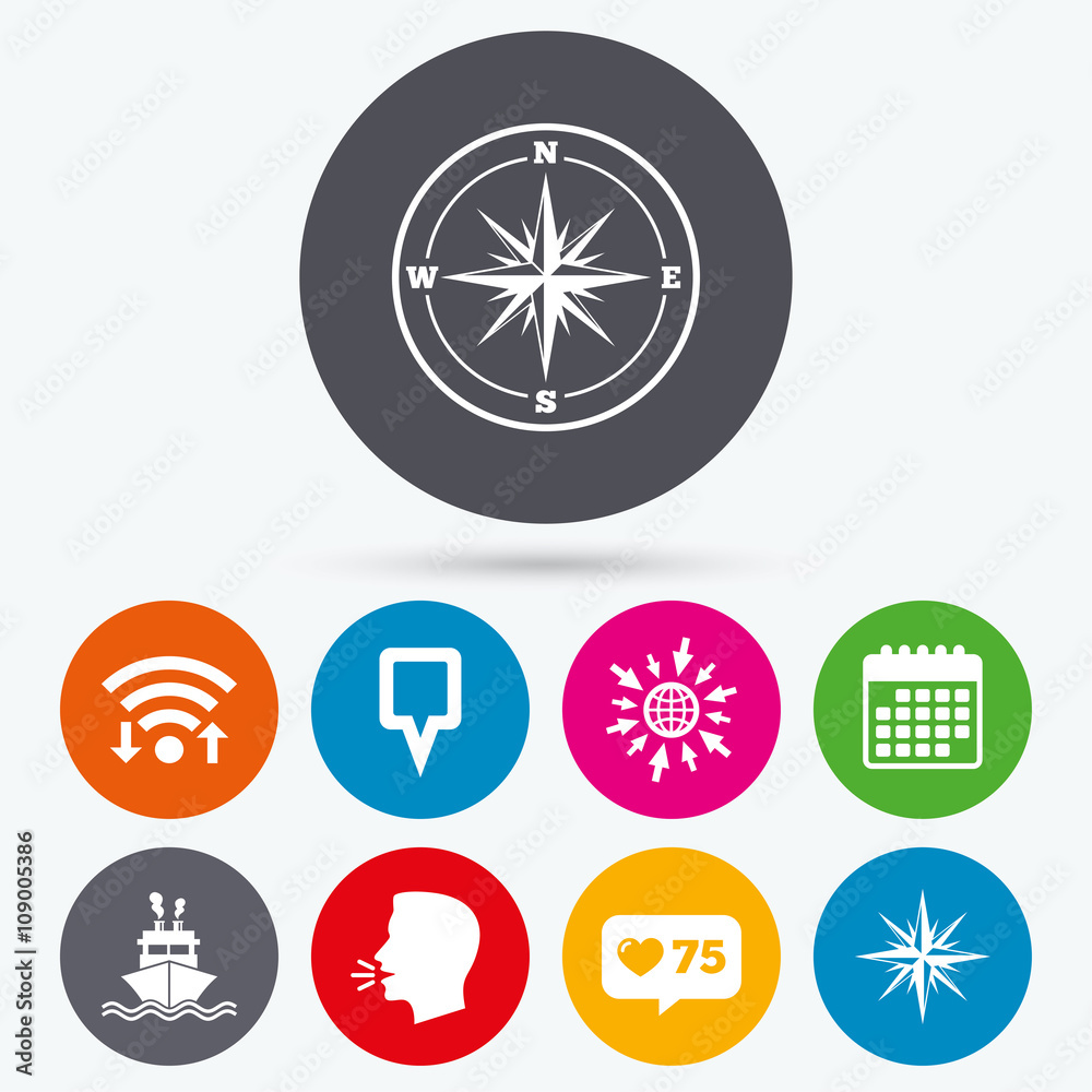 Windrose navigation compass, shipping delivery. Windrose navigation compass, shipping delivery.