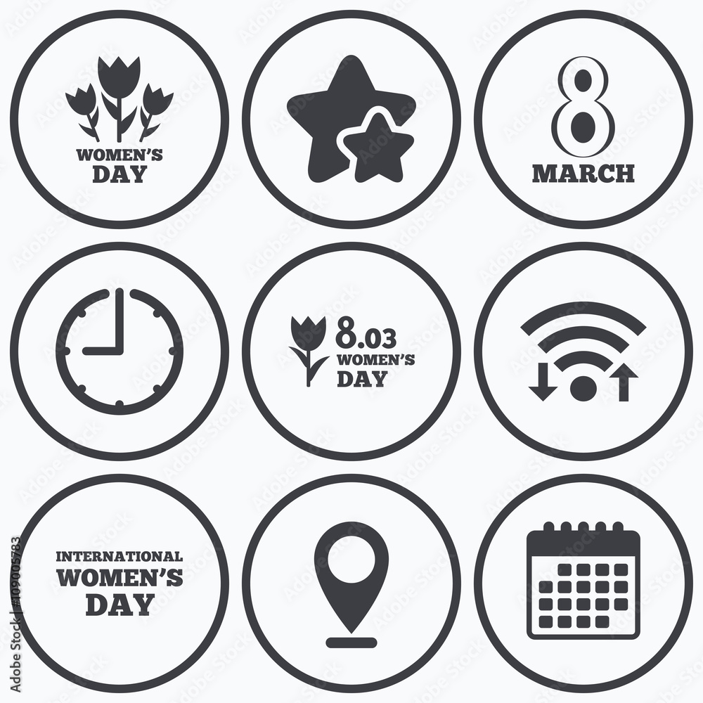 8 March Women's Day icons. Bouquet of flowers. 8 March Women's Day icons. Bouquet of flowers.