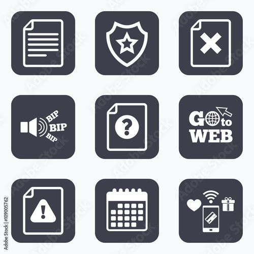 File attention icons. Exclamation signs.