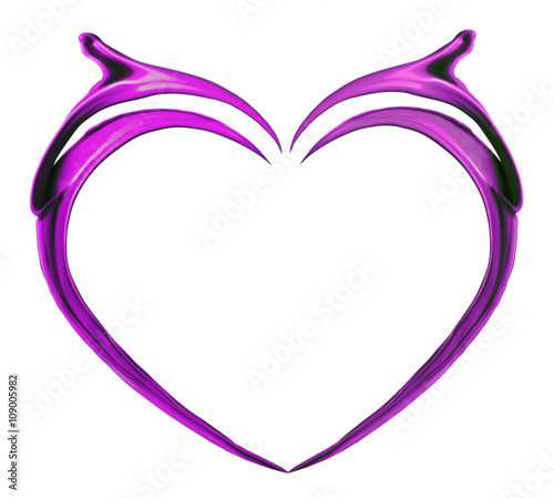 Purple heart made of paint splash isolated on white photo