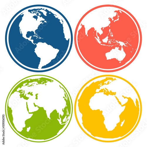 Set of earth planet globe logo icons for web and app