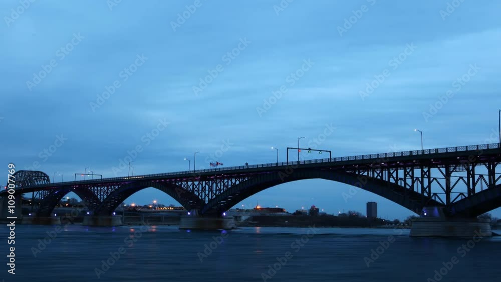 4K UltraHD Day to night timelapse of the Peace Bridge 4K UltraHD Day to night timelapse of the Peace Bridge