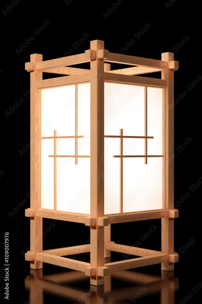 Asian Wooden Night Lamp. 3d Rendering Asian Wooden Night Lamp. 3d Rendering