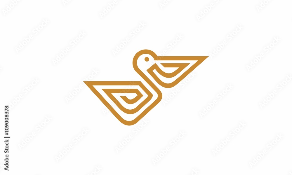 Naklejka premium Artistic stylized pelican icon logo
