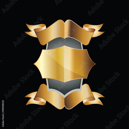 vector label with gold element.