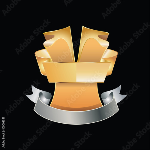 vector label with gold element.