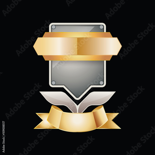 vector label with gold element.