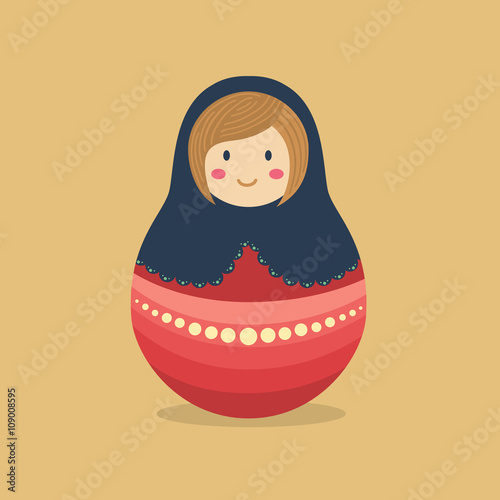 Cute Russian Doll Blue Red
