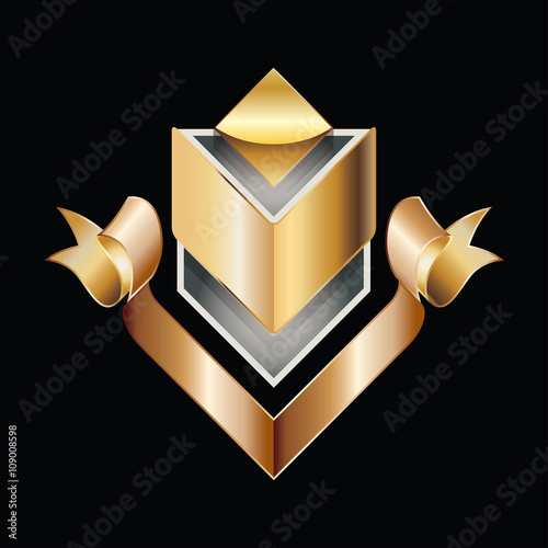 vector label with gold element.