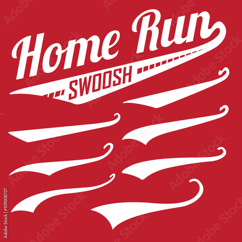 Vector Swooshes Swishes, Swooshes, and Swashes for Typography on Retro or Vintage Baseball Tail Tee shirt