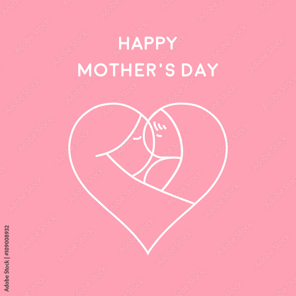 Happy Mother's Day greeting card minimal flat design, vector illustration eps 10 Happy Mother's Day greeting card minimal flat design, vector illustration eps 10