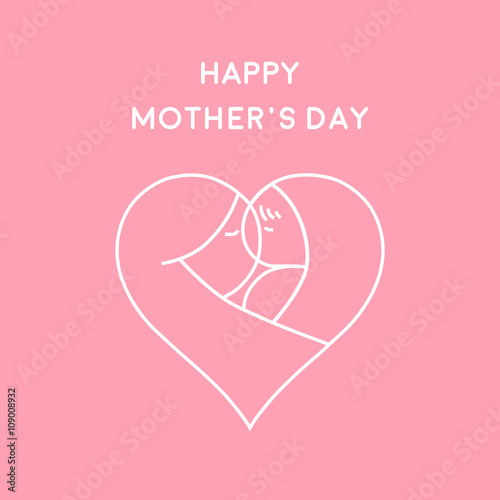 Happy Mother's Day greeting card minimal flat design, vector illustration eps 10
