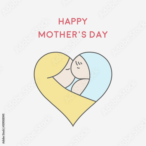 Happy Mother's Day greeting card minimal flat design, vector illustration eps 10