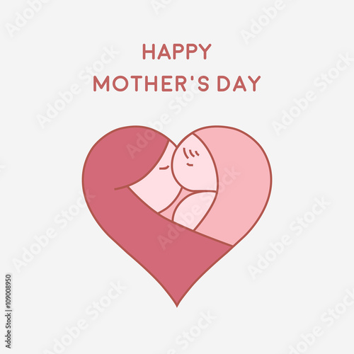 Happy Mother's Day greeting card minimal flat design, vector illustration eps 10