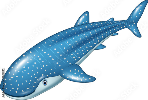 Cartoon whale shark isolated on white background