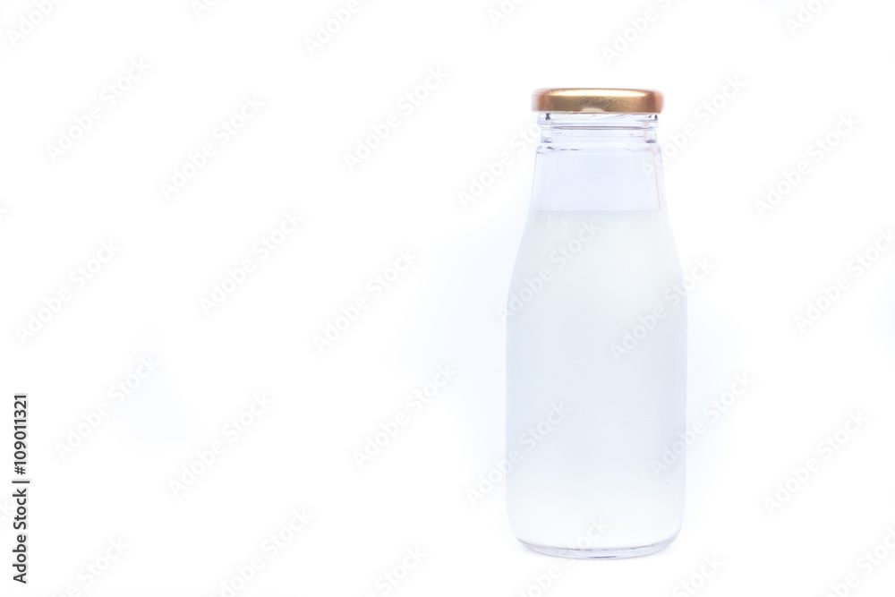 Traditional glass milk bottle on white background Traditional glass milk bottle on white background