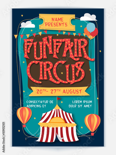 Funfair Circus Template, Banner or Flyer design.