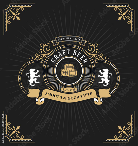 Vintage frame design for labels, banner, sticker and other design. Suitable for whiskey, beer and premium product. All type use free font.