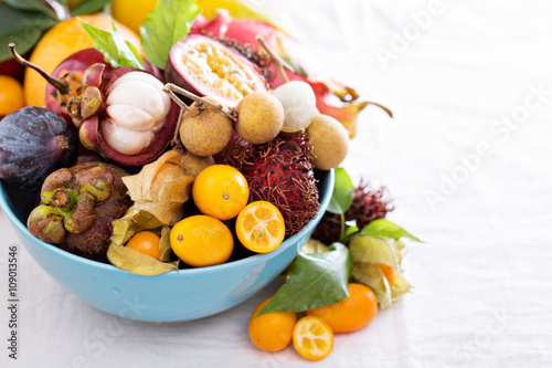 Fototapeta Naklejka Na Ścianę i Meble -  Exotic fruits on white background