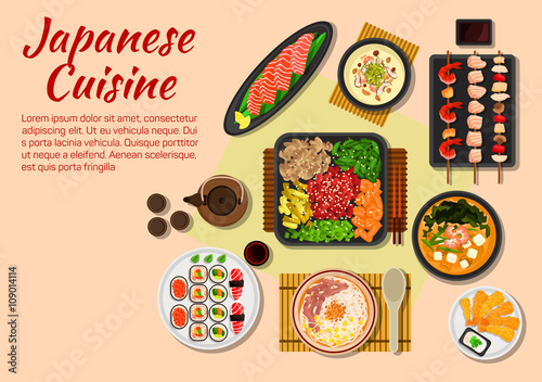 Seafood and meat dishes of japanese cuisine icon