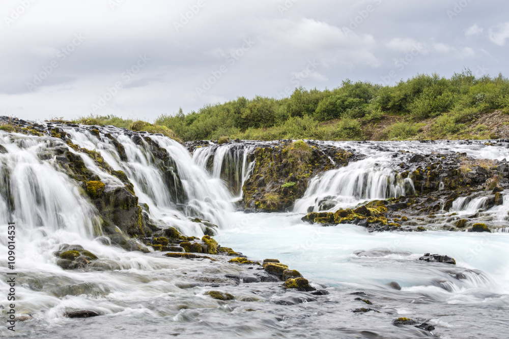 Beautiful Bruarfoss waterfall in Iceland. Summer. Beautiful Bruarfoss waterfall in Iceland. Summer.