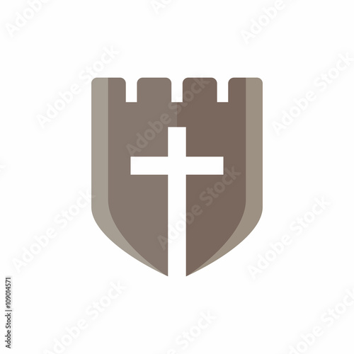 Church logo. Christian symbols. Fortress my God, cross.
