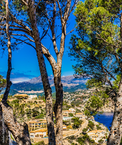 Idyllic view of the coastline of Port Andratx Majorca Spain